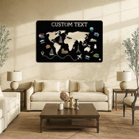 Custom World Map Metal Sign