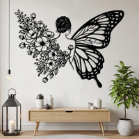 Butterfly Woman Metal Wall Art