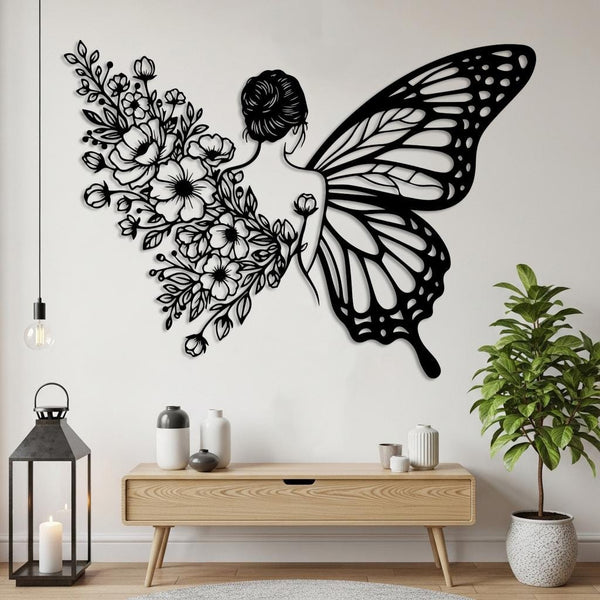 Butterfly Woman Metal Wall Art