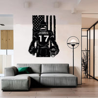 Custom Football Player Metal Wall Art