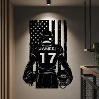 Custom Football Player Metal Wall Art