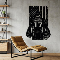 Custom Football Player Metal Wall Art
