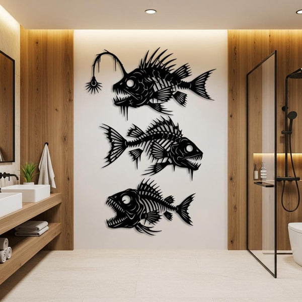 Metal Fish Skeleton Wall Art