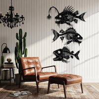 Metal Fish Skeleton Wall Art