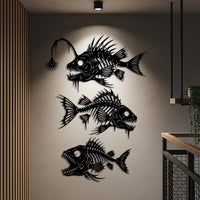 Metal Fish Skeleton Wall Art