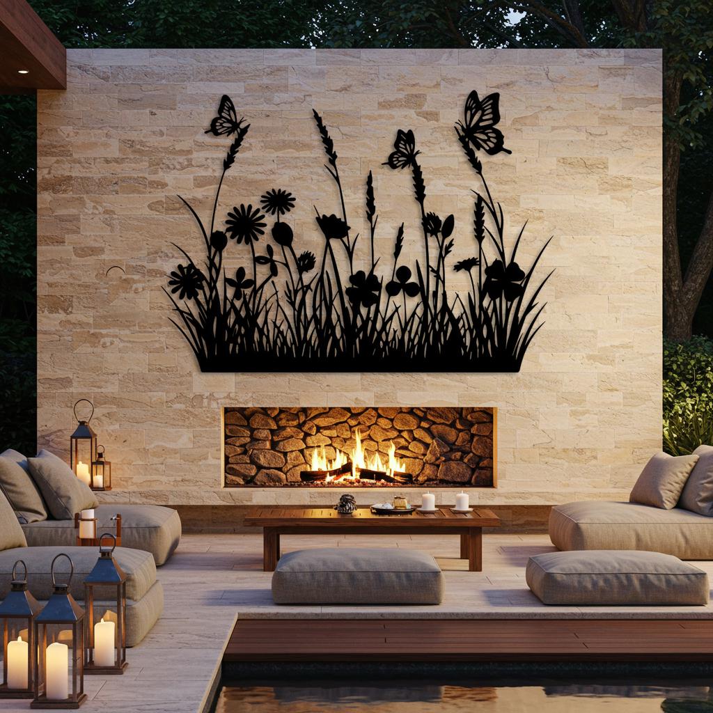 Butterfly Flower Metal Wall Art