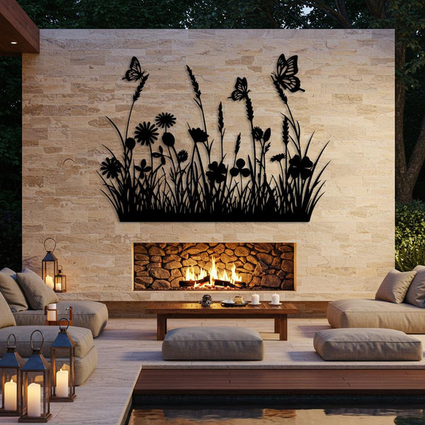 Butterfly Flower Metal Wall Art
