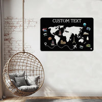 Custom World Map Metal Sign