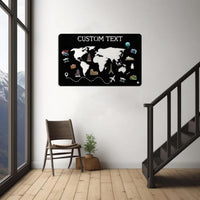 Custom World Map Metal Sign