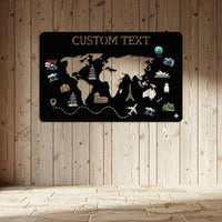 Custom World Map Metal Sign