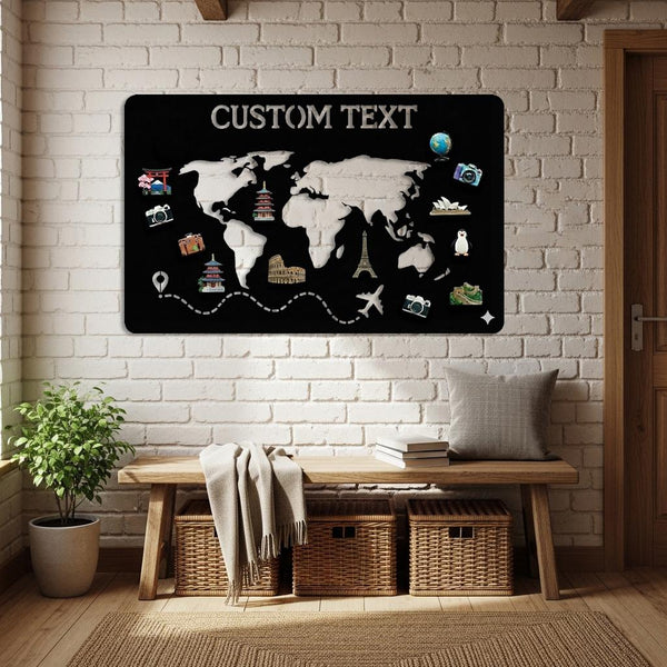 Custom World Map Metal Sign