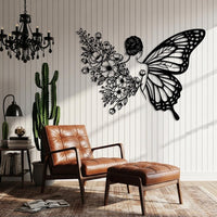 Butterfly Woman Metal Wall Art