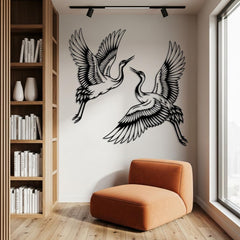 Flying Crane Metal Wall Art