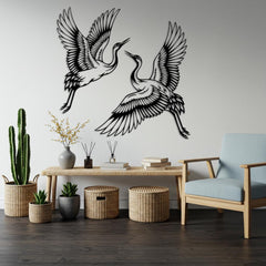 Flying Crane Metal Wall Art