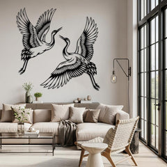 Flying Crane Metal Wall Art