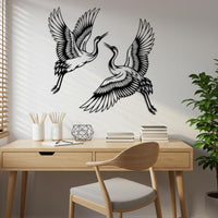 Flying Crane Metal Wall Art