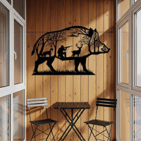 Wild Boar Hunting Metal Wall Art