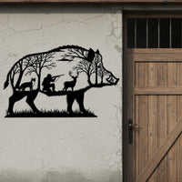 Wild Boar Hunting Metal Wall Art