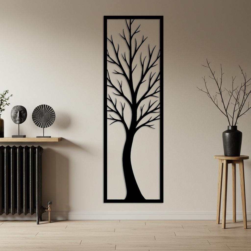 Vertical Tree Metal Wall Art