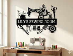 Personalized Sewing Room Metal Sign