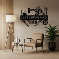 Personalized Sewing Room Metal Sign