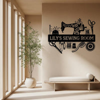 Personalized Sewing Room Metal Sign