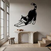 Stretching Cat Metal Wall Art