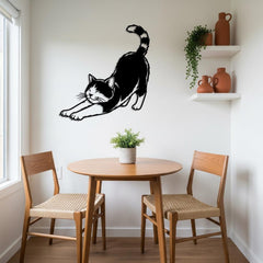 Stretching Cat Metal Wall Art