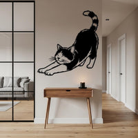 Stretching Cat Metal Wall Art