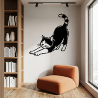 Stretching Cat Metal Wall Art