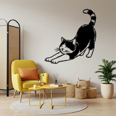 Stretching Cat Metal Wall Art