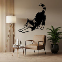 Stretching Cat Metal Wall Art