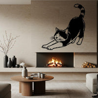 Stretching Cat Metal Wall Art