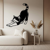 Stretching Cat Metal Wall Art