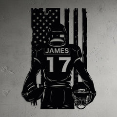 Custom Football Player Metal Wall Art