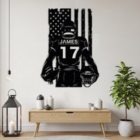 Custom Football Player Metal Wall Art
