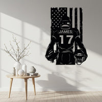 Custom Football Player Metal Wall Art