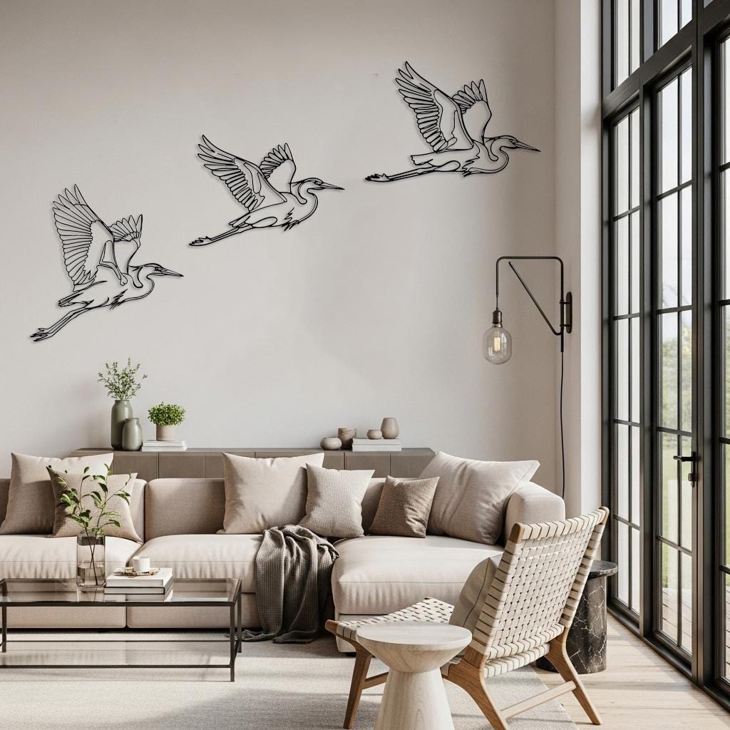 Flying Crane Wall Art Set