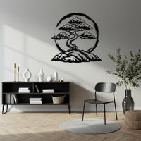 Bonsai Tree with Enso Circle Wall Art