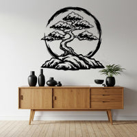 Bonsai Tree with Enso Circle Wall Art
