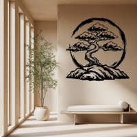 Bonsai Tree with Enso Circle Wall Art