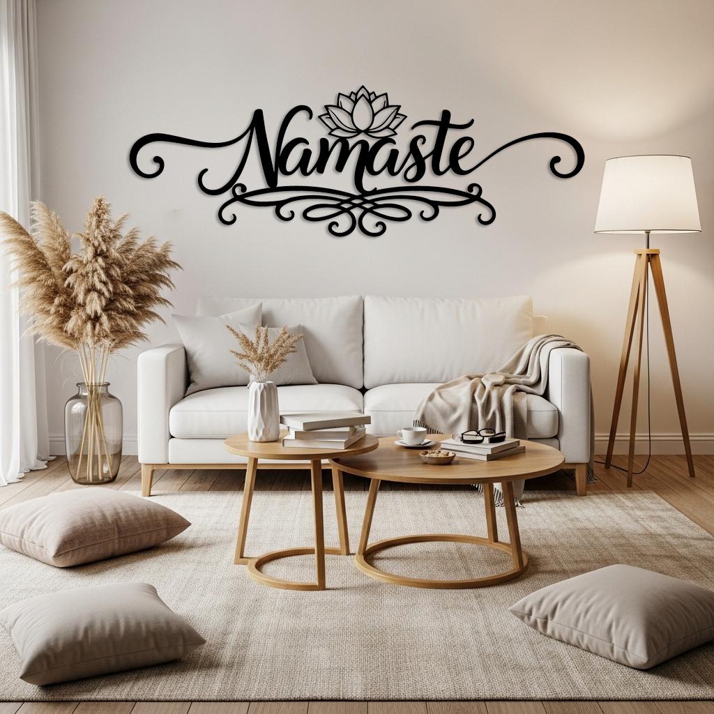 Namaste Wall Art with Lotus Flowers