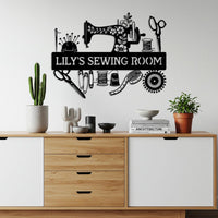 Personalized Sewing Room Metal Sign