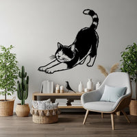 Stretching Cat Metal Wall Art
