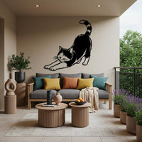Stretching Cat Metal Wall Art