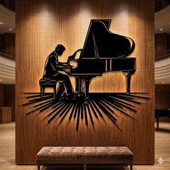Piano Player Metal Wall Decor