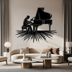 Piano Player Metal Wall Decor