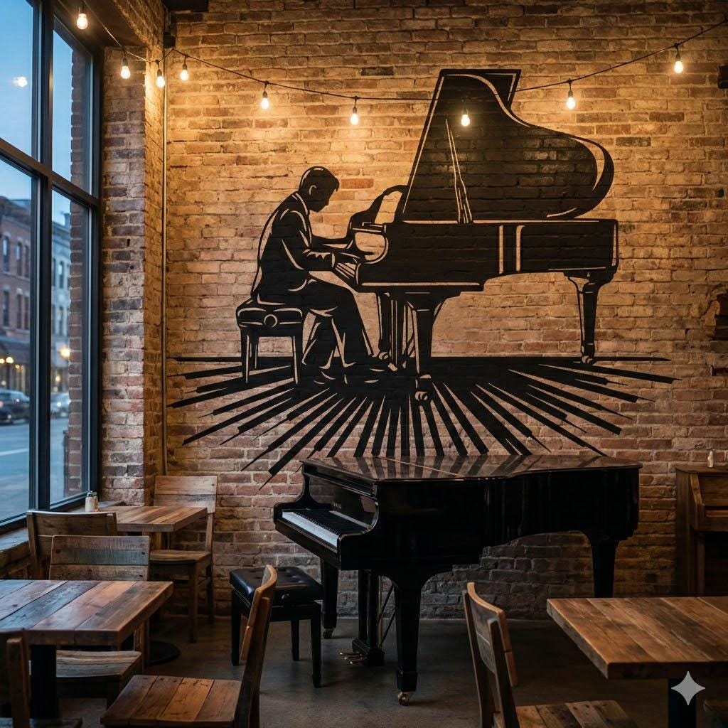 Piano Player Metal Wall Decor