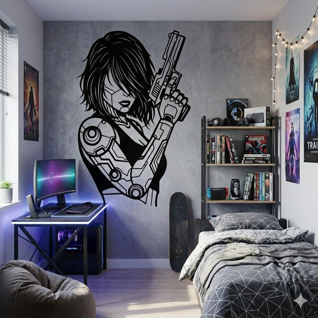 Cyberpunk Woman Metal Wall Decor