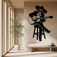 Mariachi Guitarist Metal Wall Decor